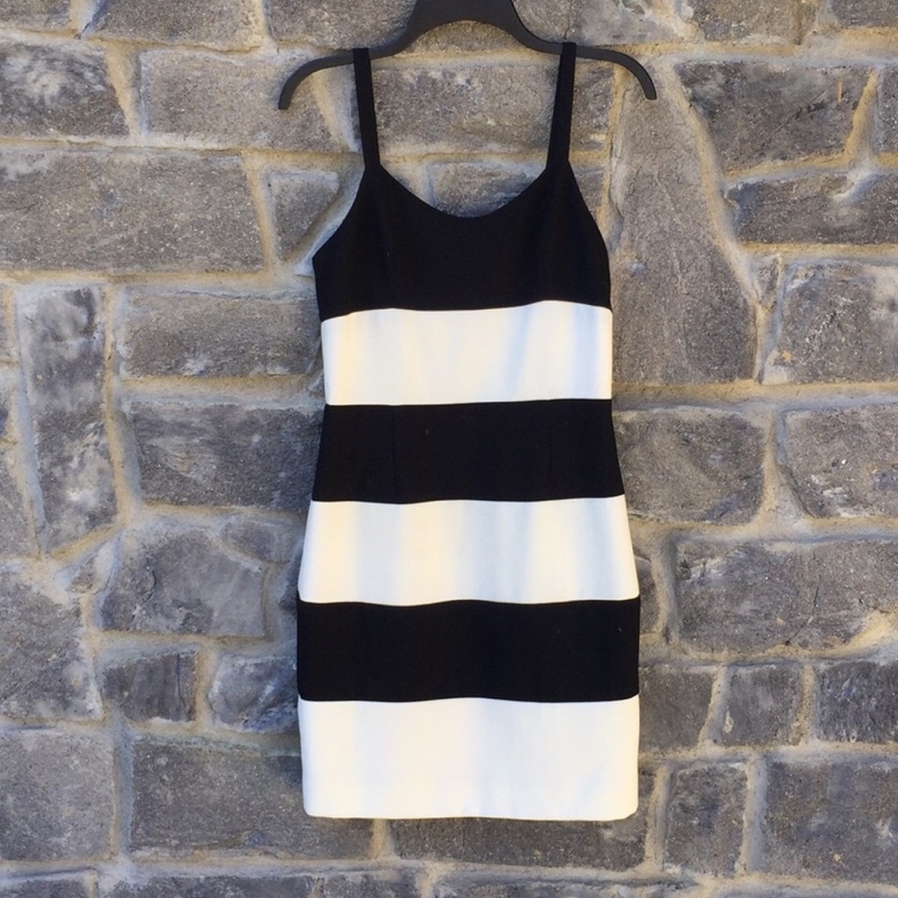 Ann Taylor Black and White Stripe Dress
